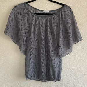 Gray Charlotte Russe Laced Cinched Blouse